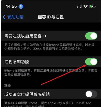 嘉峪关苹果14维修网点分享iPhone14注视感知功能有什么用 